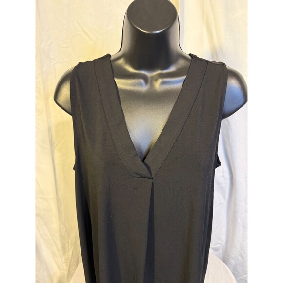 Black Vneck Tunic Top Sleeveless Dark Academia Gothic Whimysgoth Women's Medium - Picture 2 of 2